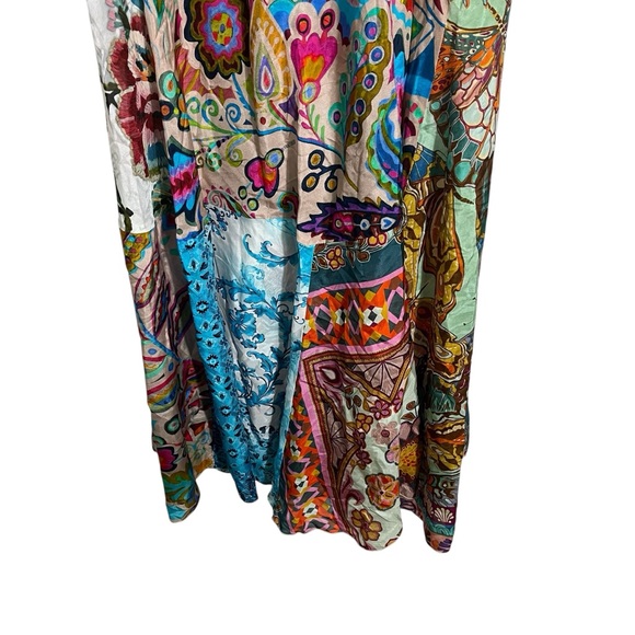 JOHNNY WAS Patchwork Short Sleeve Silk Maxi Dress in Gillian Mix - Picture 6 of 10